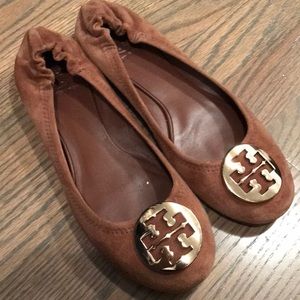 Tan suede Tory Burch flats